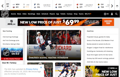 Официальный сайт Национальной хоккейной лиги