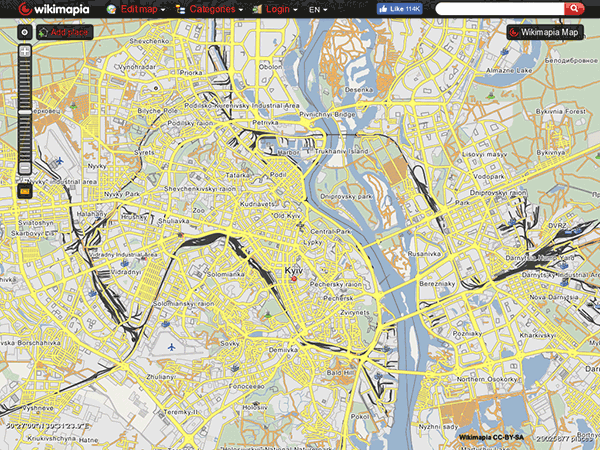 «Wikimapia» — интерактивная карта мира